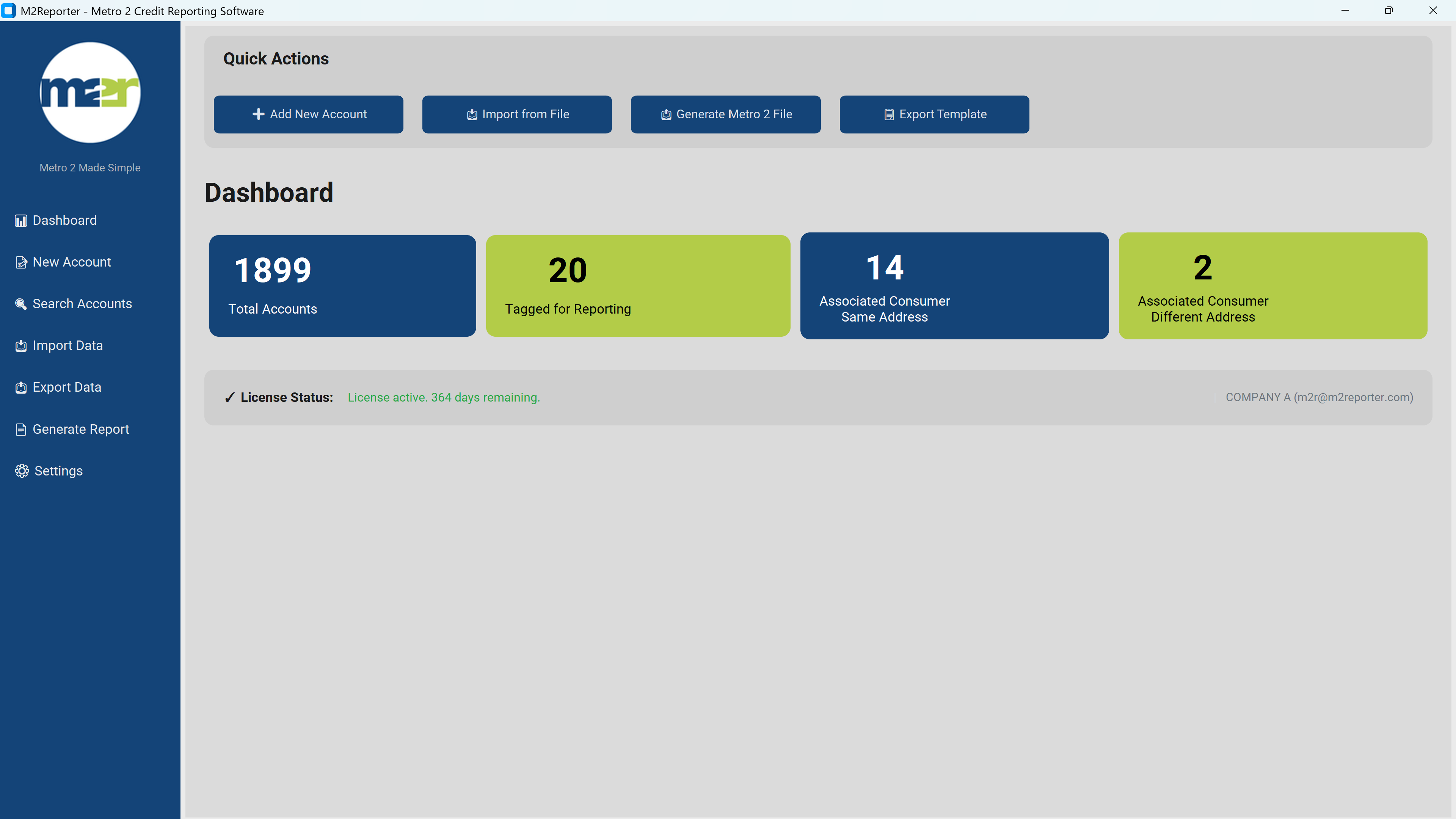 M2R Dashboard Screenshot
